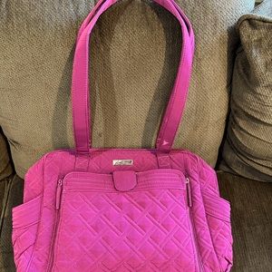 Vera Bradley Microfiber Stroll Around Baby Diaper Bag, dark raspberry color